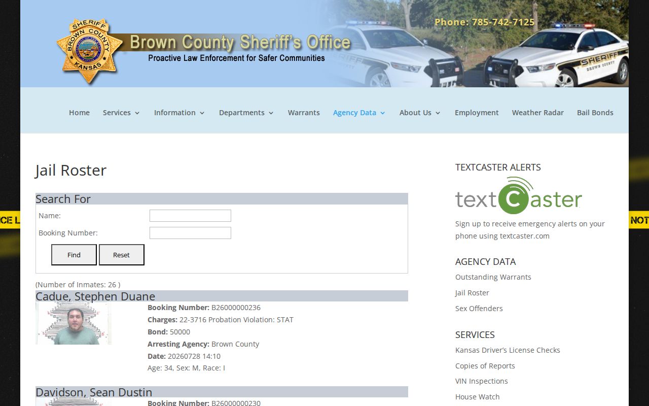 Brown County Jail official current custody roster search