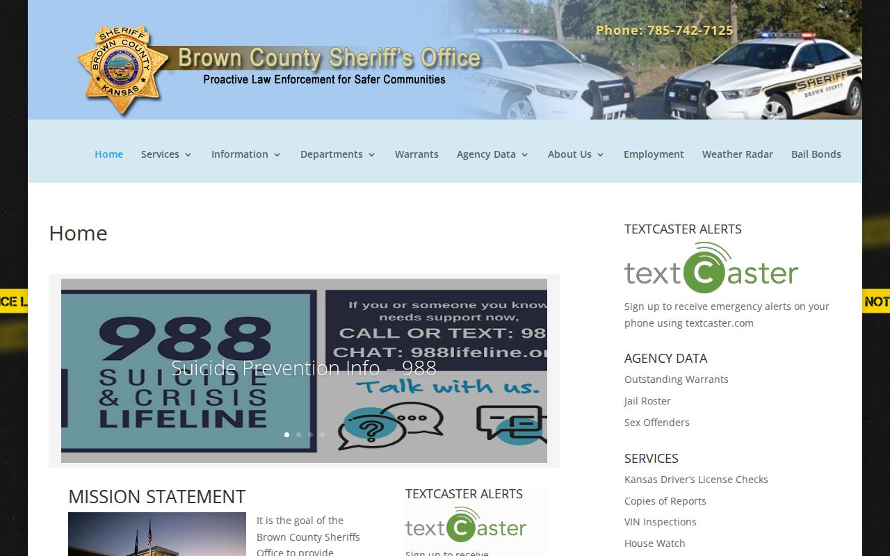 Brown County Sheriff's Office public safety and warrant navigation
